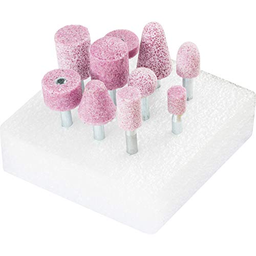 PFERD Schleifstift-Set STEEL EDGE, 10-teilig, Schaft-ø 6 mm, grob, Edelkorund rosa, 33920131 – für den Kanteneinsatz auf Stahl und Stahlguss von PFERD