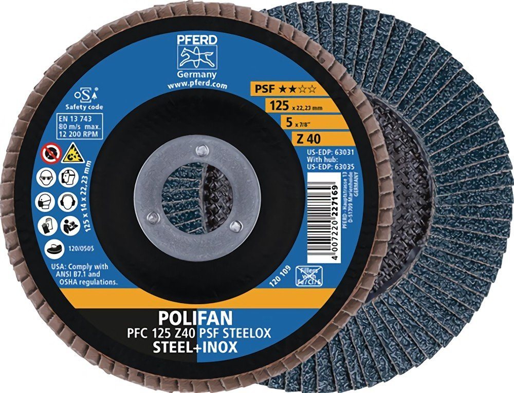 Pferd Fächerscheibe 10er Pack Fächerscheibe POLIFAN Z PSF STEELOX D.125mm K.80 kon.STA/IN von Pferd