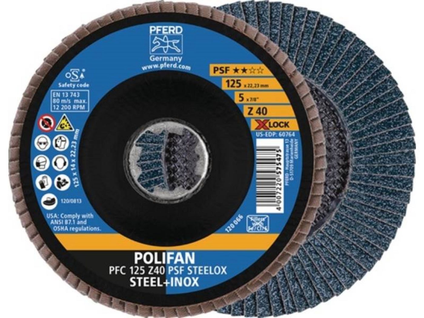 Pferd Fächerscheibe 10er Pack PFERD 67664126 Fächerscheibe X-LOCK PSF Z STEELOX Ø 125 mm Pferd Fächerscheibe 10er Pack PFERD 67664126 Fächerscheibe X-LOCK PSF Z STEELOX Ø 125 mm von Pferd