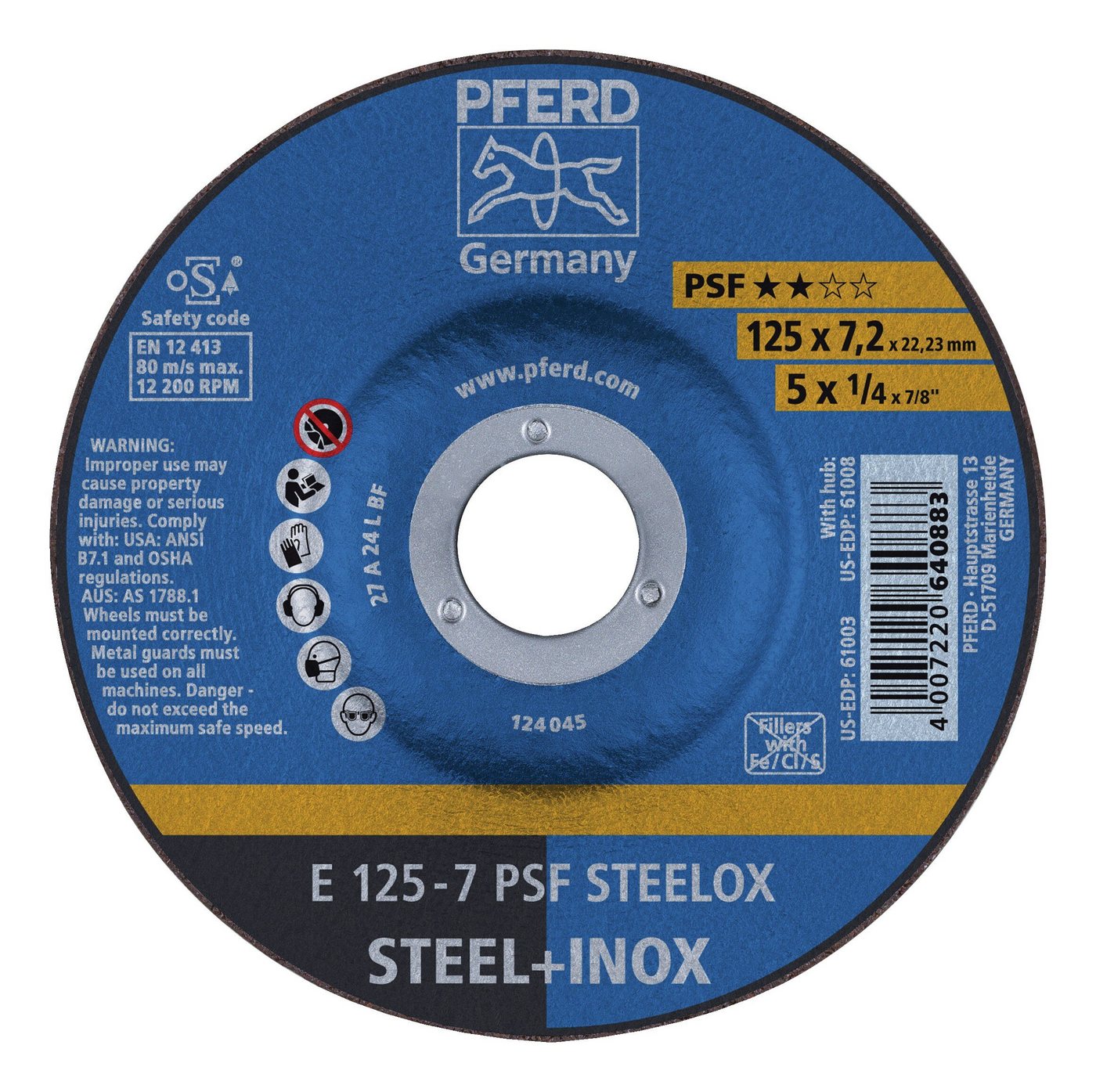 Pferd Schleifscheibe, Schruppscheibe PSFSTEELOX 115 x 7 mm gekröpft Pferd Schleifscheibe, Schruppscheibe PSFSTEELOX 115 x 7 mm gekröpft von Pferd