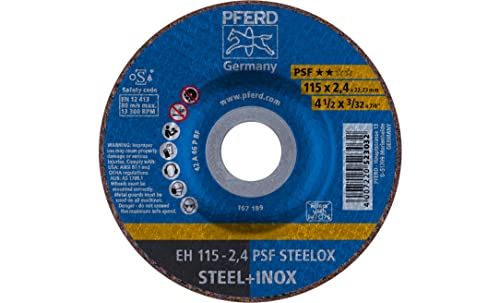 PFERD Trennscheibe PSF STEELOX | 115 x 2,4 x 22,23 mm, gekröpft | 61740326 – für Stahl und Edelstahl (INOX) von PFERD