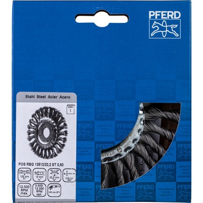 Rundbürste gezopft RBG Ø 125x12x22,2 mm Stahl-Draht-Ø 0,50mm Winkelschleifer von Pferd