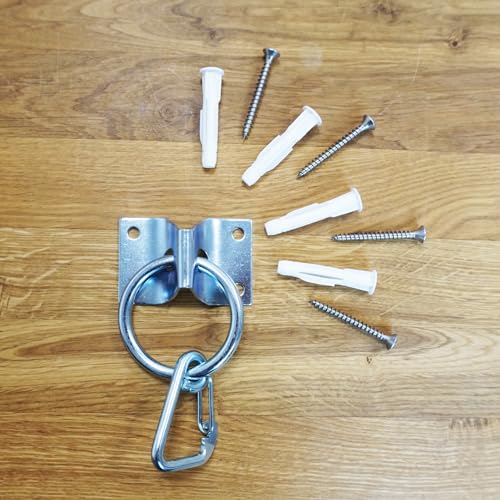 Anbindering | Anbinden Pferd, Rinder | Befestigungshaken zum Schrauben | Augplatte Edelstahl massiv mit 4X Schrauben+ 4X Dübel (1x Anbindering mit Befestigungshaken) von Pferdelinis
