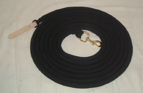 TLP Bodenseil 6,75 mtr in schwarz- Bodenleine Baumwolle Karabiner Gold von Pferdeseile_DE