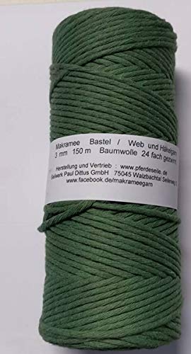 Baumwollgarn, Webgarn, Bastelgarn, Makramee - 150 Meter Spule - viele Farben (Jade/Salbei) von Pferdeseile_DE