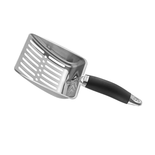 Pffiocix Katzenstreuschaufel, Schaufel, Gummigriff, Metallschaufel, hohl, Kotsieb, ergonomisches Metall von Pffiocix