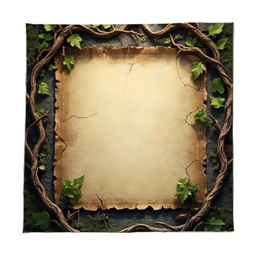 Pffiocix Quadratischer Wandteppich mit Blätter-Rankenmuster, Astrologie-Tischdecke, Tarot-Tischdecke, Hexereizubehör, Wahrsagungskarte, Tischdecke, Wanddekorationen von Pffiocix