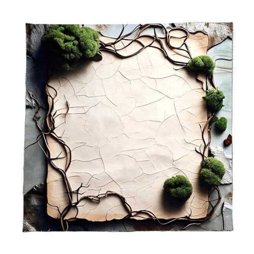 Pffiocix Quadratischer Wandteppich mit Blätter-Rankenmuster, Astrologie-Tischdecke, Tarot-Tischdecke, Hexereizubehör, Wahrsagungskarte, Tischdecke, Wanddekorationen von Pffiocix