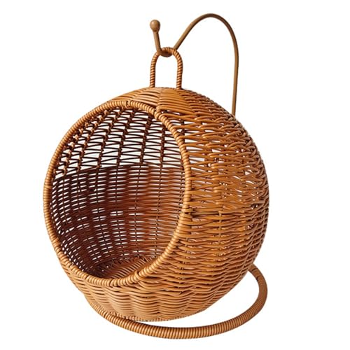Pffiocix Rattan-Katzenkorb, Hängemattenbett für kleinen Raum, bequemes kleines Katzennest für den Innenbereich von Pffiocix
