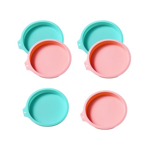 Pffiocix Set mit 6 Silikon-Kuchenformen, mehrschichtig, rund, für mehrschichtige Regenbogen-Kuchen, hitzebeständig, Dessert von Pffiocix