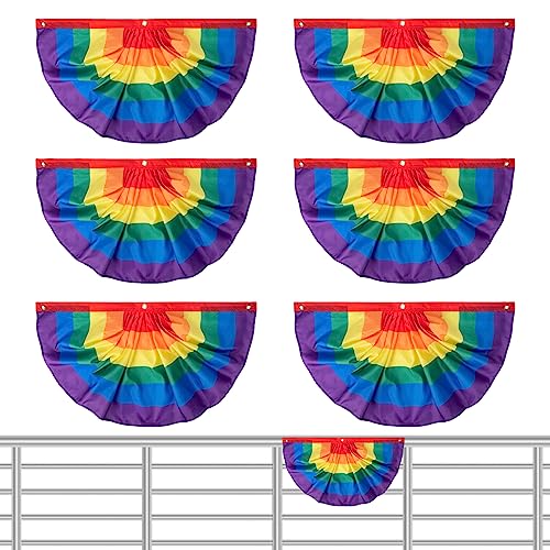6pcs Pride Flag 45x90cm Falten -Lüfterform Regenbogen Pride Bunting Flag Gay für Dekor LGBTQ -Paraden Verwendung von Pfjsseey