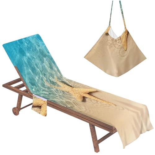 Lounge Stuhl Handtuchabdeckung, schützende faltbare nicht rutschende Strandstuhlabdeckung mit Seitentaschen 83x29 Zoll Seestern Muster für Pool Sunbathing Garden Beach Hotel Lounge Stuhl Handtuchabdeckung, schützende faltbare nicht rutschende Strandstuhlabdeckung mit Seitentaschen 83x29 Zoll Seestern Muster für Pool Sunbathing Garden Beach Hotel von Pfjsseey
