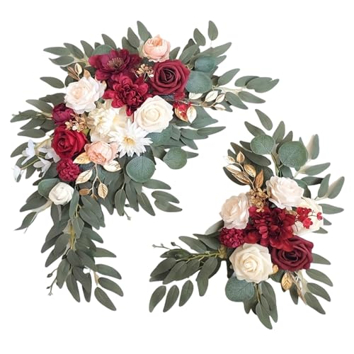 Pfjsseey 2pcs Hochzeitsbogenblüten mit Eukalyptusblättern Exquisite dekorative künstliche Bogenblumen für Hochzeit, Zeremonie, Tischmittelstücke Pfjsseey 2pcs Hochzeitsbogenblüten mit Eukalyptusblättern Exquisite dekorative künstliche Bogenblumen für Hochzeit, Zeremonie, Tischmittelstücke von Pfjsseey