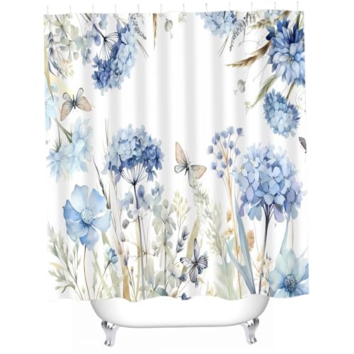 Pfjsseey Blumenduschvorhang, 71 x 71 Zoll Botanischer ästhetischer Duschvorhang mit Haken, wasserdichtes Elegantes Wohnkultur für Badezimmer von Pfjsseey