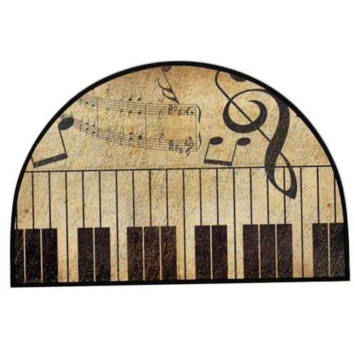 Pfjsseey Halbe runde Türmatte 24x35 Zoll Klavier Keyboard Türmatte Kristall-Samtgeschichte mit Nicht rutscher Backing Decorative Halbundrunde Teppich für den Eingang, Eingang von Pfjsseey
