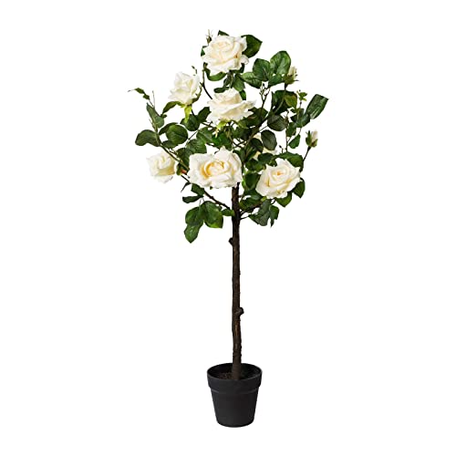 Pflanzen Kölle Rosenstamm künstlich, Creme, ca. 95 cm, mit Kunststofftopf Ø 14 x 13 cm von Pflanzen Kölle