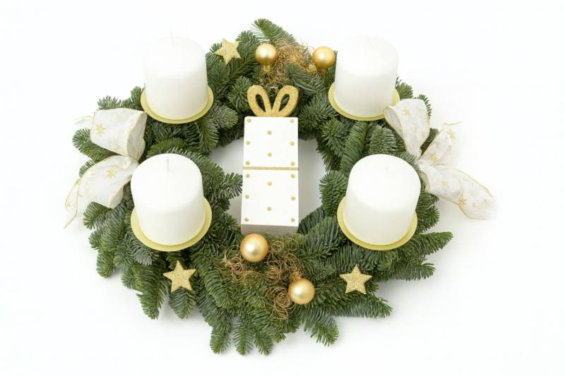 Adventskranz Geschenk mit weißen Kerzen Ø 30 cm Adventskranz Geschenk mit weißen Kerzen Ø 30 cm von Pflanzen