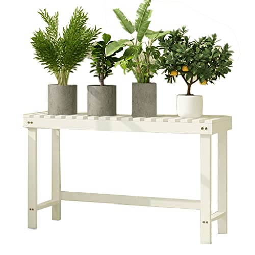 Pflanzentreppe Draussen Blumenleiter Holz Blumentreppe Für Balkon Innen Blumenregal Blumenständer Für Patio Wohnzimmer Kiefernmaterial (Color : Weiß, Size : 58x25x45cm) von Display Stands