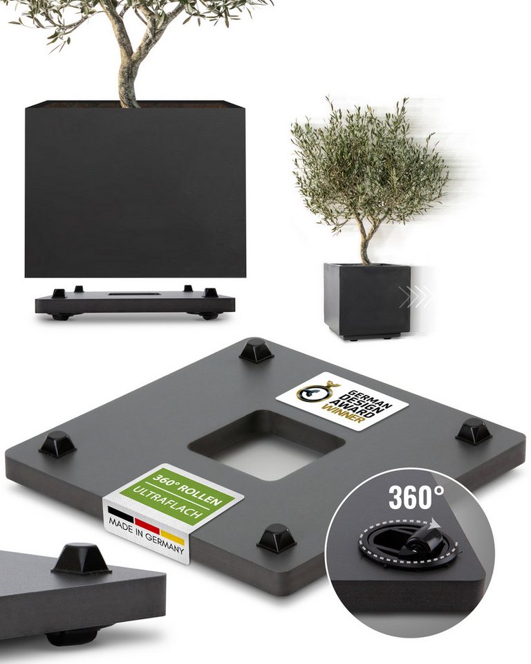 Pflanzwerk® Pflanzenroller Pflanzkübel Blumentopf Ultraflacher Designer Untersetzer Gefäßroller, German Design Award® - 2 Jahre Garantie - Outdoor & Indoor geeignet von Pflanzwerk®