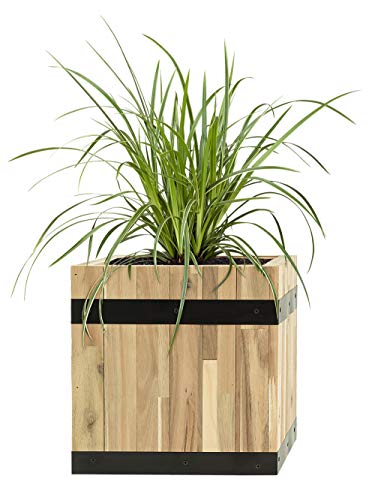 Pflanzwerk® Pflanzkübel Cube Holz 36x35x35cm 100% Bio-AKAZIENHOLZ Weinfass Holzfass *Frostbeständiger Blumenkübel* *Bio Pflanzenkübel* *Nachhaltige Qualitätsware* von Pflanzwerk