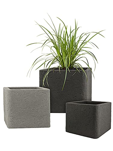 Pflanzwerk® Pflanzkübel Kunststoff Cube Lava Anthrazit 34x40x40cm Blumentopf *Frostbeständige Blumenkübel* *UV-Schutz* *Premium Pflanzenkübel Qualität* von Pflanzwerk