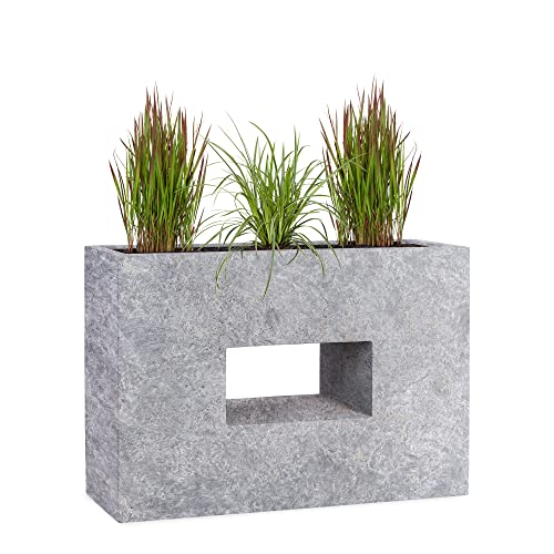 Pflanzwerk® Pflanzkübel Vista Lava Hellgrau 52x75x27cm Blumentopf *Frostbeständige Blumenkübel* *UV-Schutz* *Premium Pflanzenkübel Qualität* von Pflanzwerk