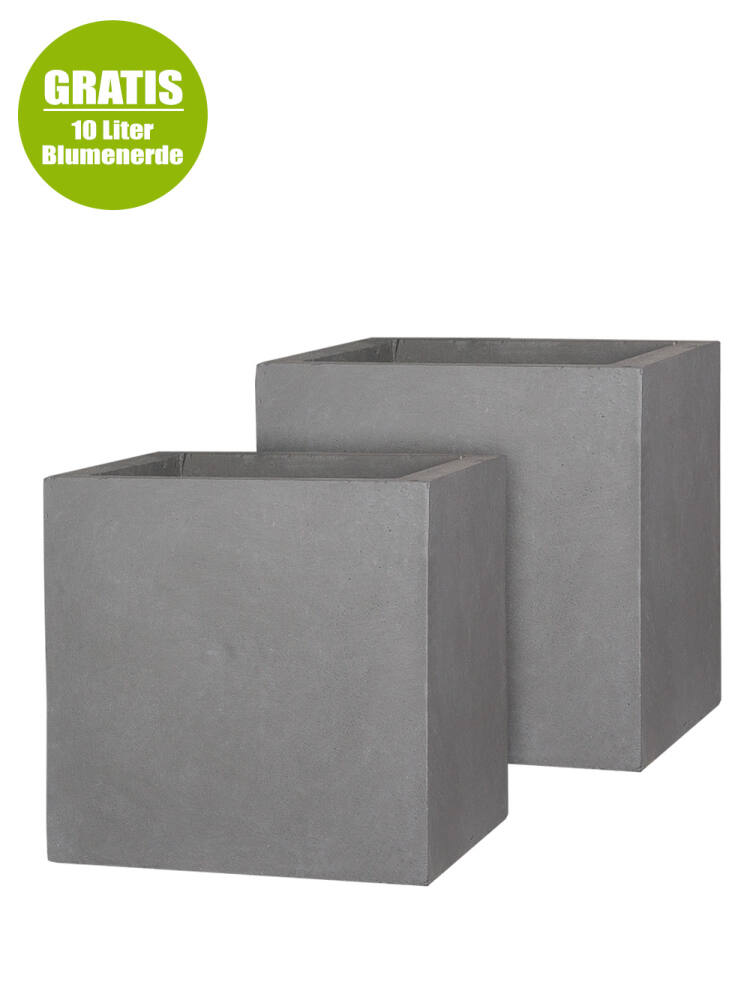 Pflanzkübel 2er Set CUBE (Grau) von Pflanzwerk