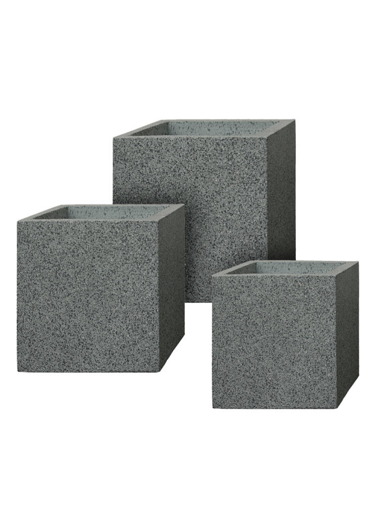 Pflanzkübel 3er Set CUBE (Granit Grau) von Pflanzwerk