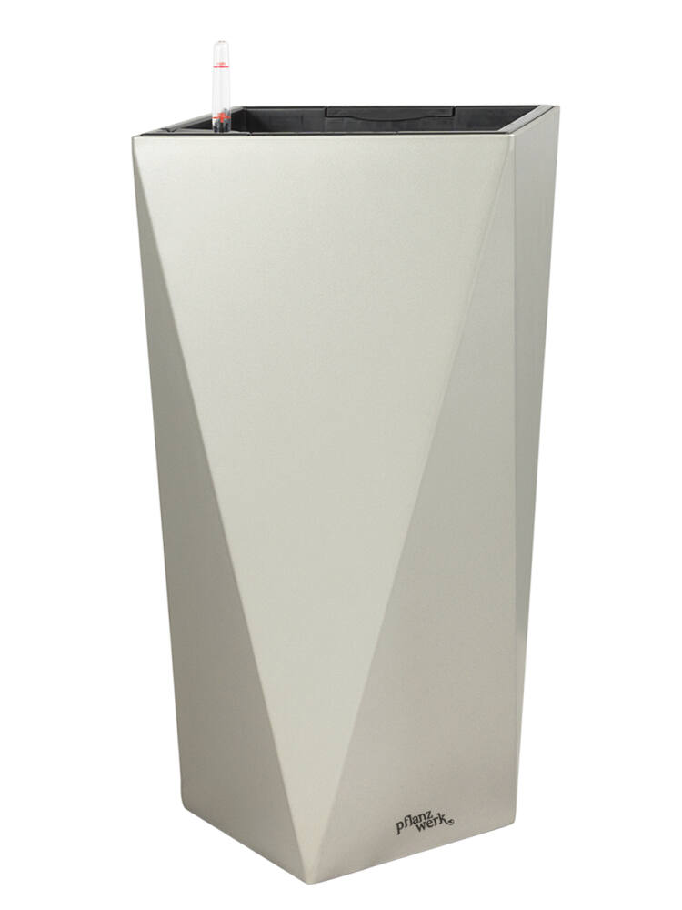 Pflanzkübel PRISM - Metallic Grau - 80cm x 40cm x 40cm von Pflanzwerk