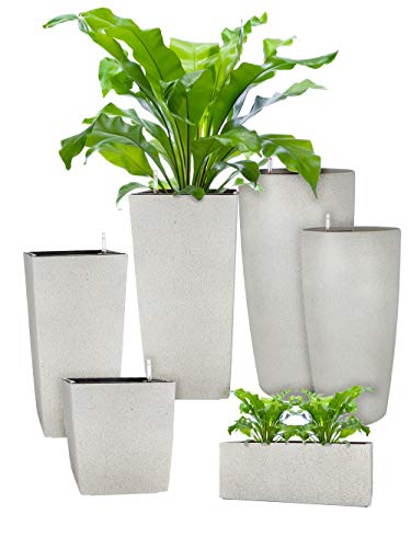 Pflanzwerk® ÖKOSYSTEM Pflanzkübel Square - Blumentöpfe Übertöpfe mit BEWÄSSERUNGSSYSTEM - 75x40x40cm Granit GRAU *Indoor & Outdoor Blumenkübel* *2 Jahre* *Premium Markenqualität* von Pflanzwerk