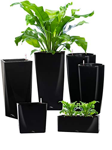 Pflanzwerk® ÖKOSYSTEM Pflanzkübel TUB - Blumentöpfe Übertöpfe mit BEWÄSSERUNGSSYSTEM - 20x50x20cm Shiny SCHWARZ *Indoor & Outdoor Blumenkübel* *UV-Schutz* *Premium Markenqualität* von Pflanzwerk