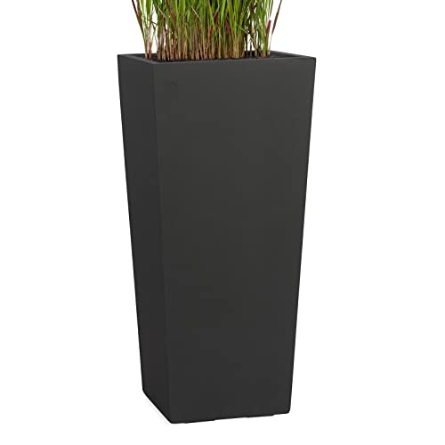 Pflanzwerk® Pflanzkübel Bodenvase Fiberglas Conic ANTHRAZIT 50x23x23cm *Frostbeständige Blumenkübel* *Deutsche Premiumqualität* *Lotus-Effekt Imprägnierung* von Pflanzwerk