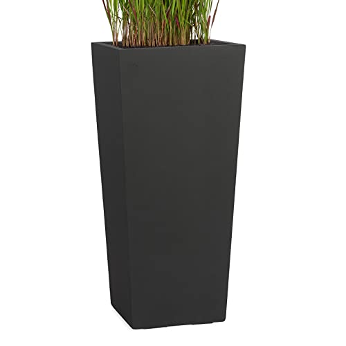 Pflanzwerk® Pflanzkübel Bodenvase Fiberglas Conic ANTHRAZIT 70x33x33cm *Frostbeständige Blumenkübel* *Deutsche Premiumqualität* *Lotus-Effekt Imprägnierung* von Pflanzwerk