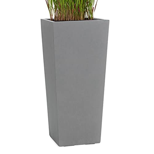 Pflanzwerk® Pflanzkübel Bodenvase Fiberglas Conic GRAU 60x28x28cm *Frostbeständige Blumenkübel* *Deutsche Premiumqualität* *Lotus-Effekt Imprägnierung* von Pflanzwerk