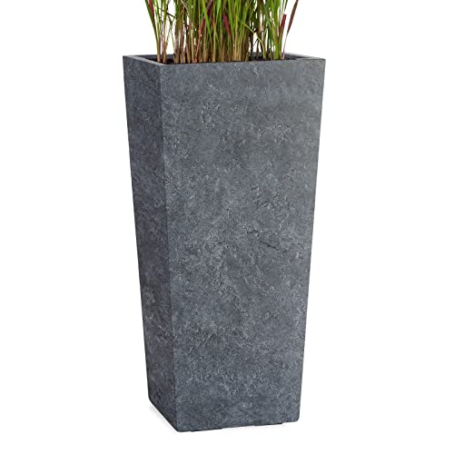 Pflanzwerk® Pflanzkübel Bodenvase Fiberglas Conic Lava ANTHRAZIT 60x28x28cm *Frostbeständige Blumenkübel* *Deutsche Premiumqualität* *Lotus-Effekt Imprägnierung* von Pflanzwerk