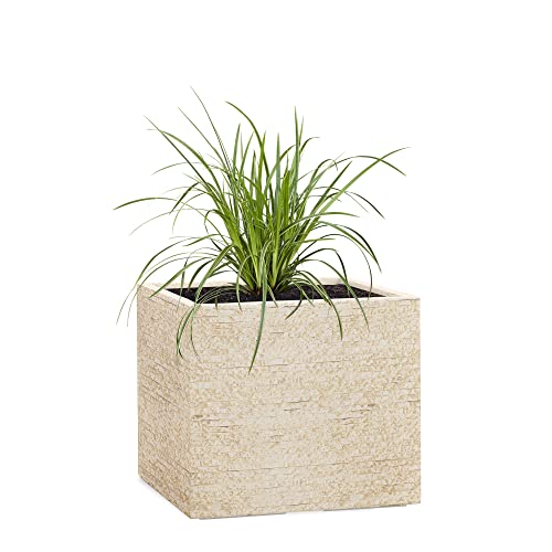 Pflanzwerk® Pflanzkübel Cube Antik Sand 28x28x28cm *Frostbeständiger Blumenkübel* *UV-Schutz* *Qualitätsware* von Pflanzwerk