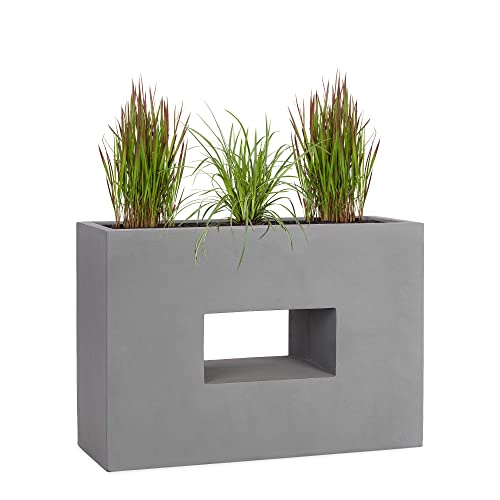 Pflanzwerk® Pflanzkübel Fiberglas Vista Grau 52x75x27cm XXL *Frostbeständig* *UV-Schutz* *Qualitätsware* von Pflanzwerk