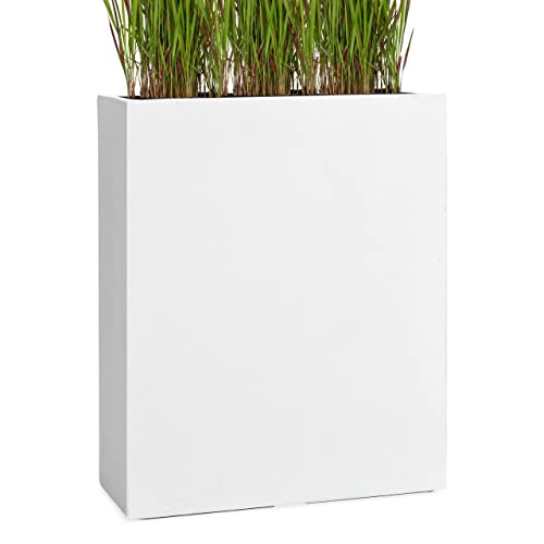 Pflanzwerk® Pflanzkübel Fiberglas Weiss Divider 92x80x30cm *Frostbeständige Blumenkübel* *Deutsche Premiumqualität* *Lotus-Effekt Imprägnierung* von Pflanzwerk