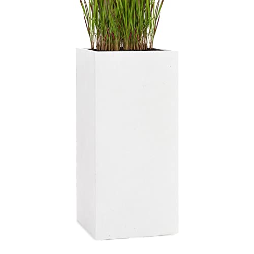 Pflanzwerk® Pflanzkübel Fiberglas Weiss Tower 100x50x50cm *Frostbeständige Blumenkübel* *Deutsche Premiumqualität* *Lotus-Effekt Imprägnierung* von Pflanzwerk