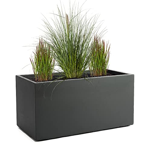 Pflanzwerk Pflanzkübel TUB Anthrazit 30x60x30cm XXL – Rechteckig – Großer Fiberglas Blumenkübel für außen und innen - Frostbeständig - UV-Schutz - Markenqualität von Pflanzwerk