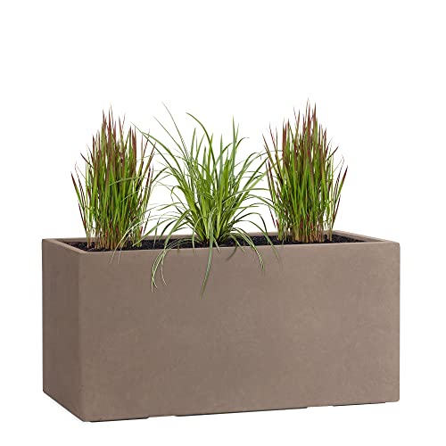 Pflanzwerk® Pflanzkübel TUB Braun 30x60x30cm XXL – Rechteckig – Großer Fiberglas Blumenkübel für außen und innen - Frostbeständig - UV-Schutz - Markenqualität von Pflanzwerk