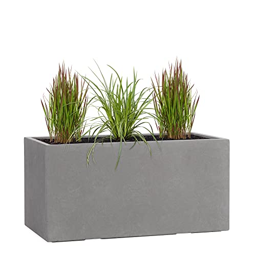 Pflanzwerk® Pflanzkübel TUB Grau 40x80x40cm XXL – Rechteckig – Großer Fiberglas Blumenkübel für außen und innen - Frostbeständig - UV-Schutz – Markenqualität von Pflanzwerk