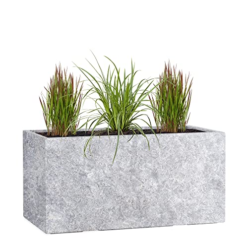Pflanzwerk® Pflanzkübel TUB Lava Hellgrau 45x100x45cm XXL – Rechteckig – Großer Fiberglas Blumenkübel für außen und innen - Frostbeständig - UV-Schutz – Markenqualität von Pflanzwerk