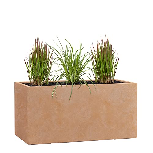 Pflanzwerk® Pflanzkübel TUB Terrakotta 30x60x30cm XXL – Rechteckig – Großer Fiberglas Blumenkübel für außen und innen - Frostbeständig - UV-Schutz - Markenqualität von Pflanzwerk