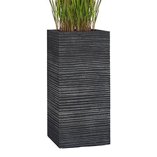 Pflanzwerk® Pflanzkübel Tower Groove Anthrazit 80x40x40cm *Frostbeständiger Blumenkübel* *UV-Schutz* *Qualitätsware* von Pflanzwerk