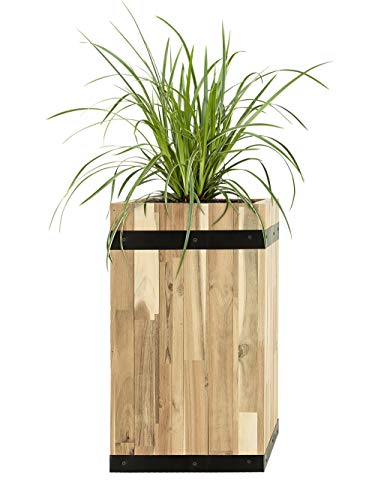 Pflanzwerk® Pflanzkübel Tower Holz 48x28x28cm 100% Bio-AKAZIENHOLZ Weinfass Holzfass *Frostbeständiger Blumenkübel* *Bio Pflanzenkübel* *Nachhaltige Qualitätsware* von Pflanzwerk