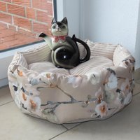 Katzenkorb, Hundekorb, Katzen - Oder Hundebett, Katzenkörbchen, Runder Korb, Nestchen, Kissen, Donut, Aus Möbelstoff Und Canvas, Geschenkidee von Pfoetchenstube