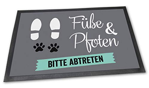 Fußmatte mit lustigem Spruch - Füße und Pfoten - Witziger Fußabtreter - Geschenk für Tierfreunde - 60 x 40 cm von PfotenSchild