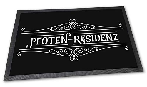 Fußmatte mit lustigem Spruch - Pfoten Residenz - Beste Geschenkidee für Familie mit Haustier - 60 x 40 cm von PfotenSchild