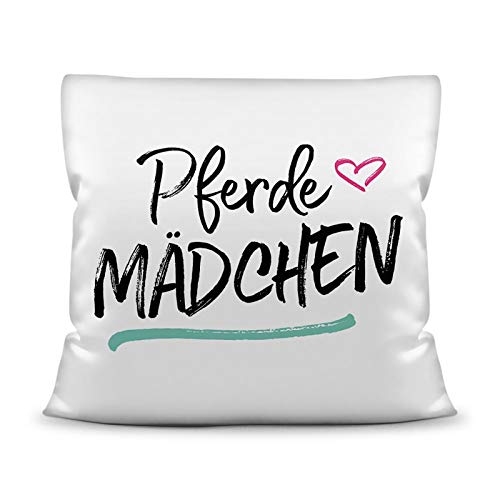 Kissen mit Spruch inkl. Kissenfüllung - Pferdemädchen - Geschenkidee für Pferdeliebhaber - 40 x 40 cm von PfotenSchild